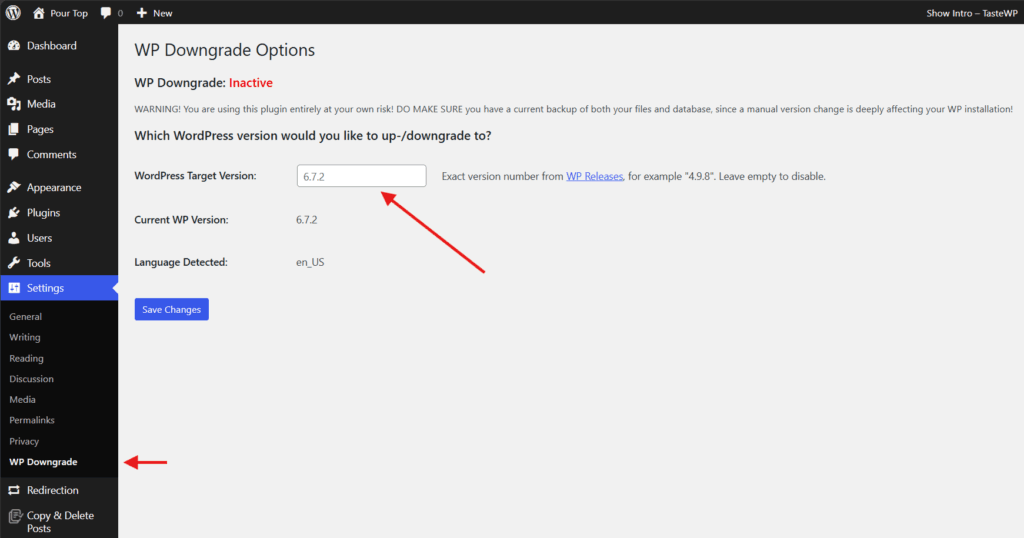 wordpress version search
